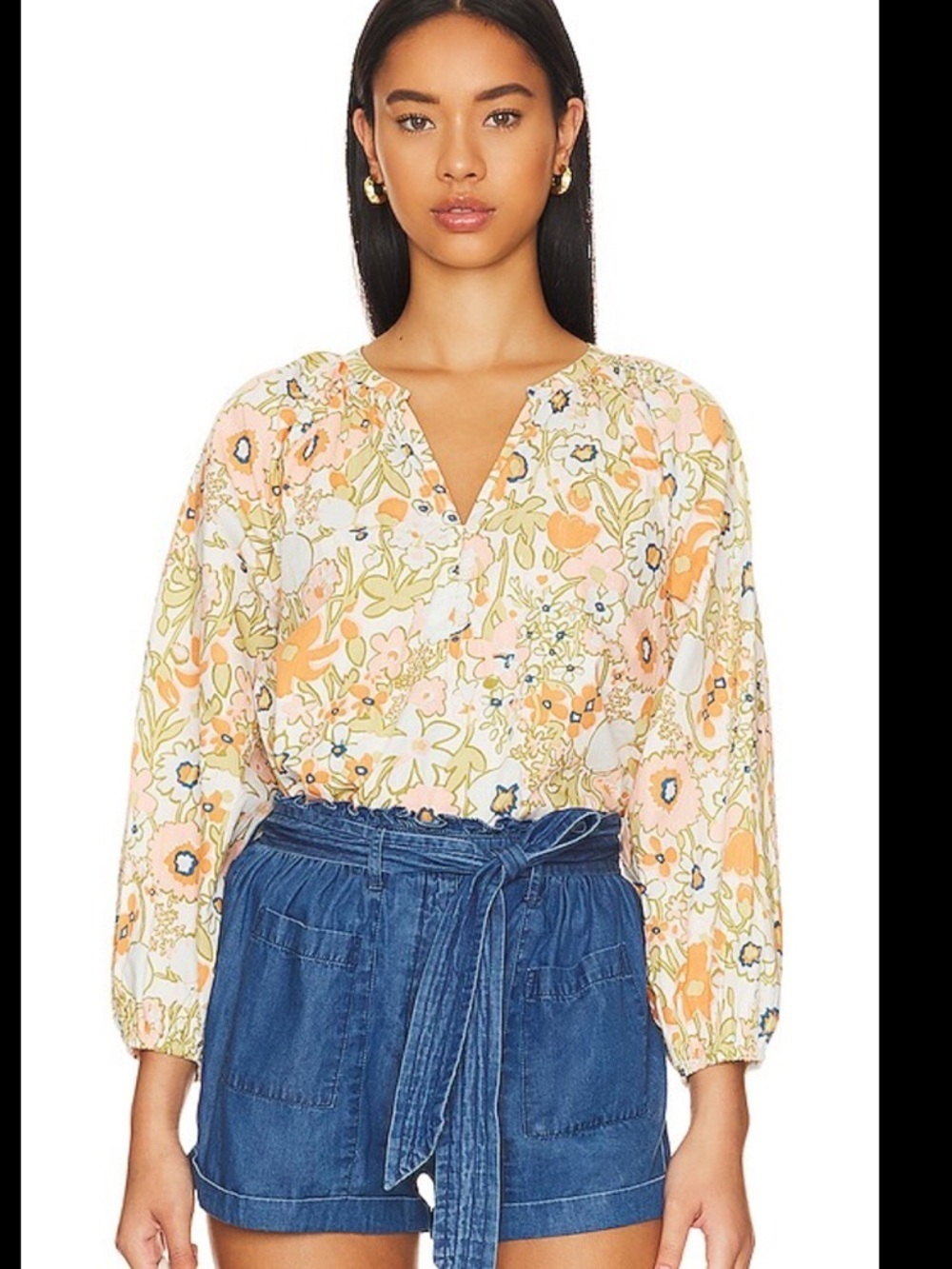 Cleobella Top Women’s Small Galenda Poplin Blouse Floral Retro Boxy FF